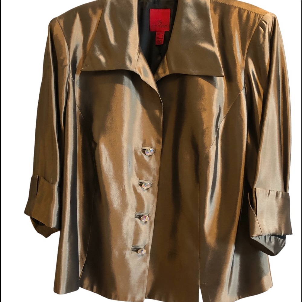 JS Collections Gold Satin Blouse